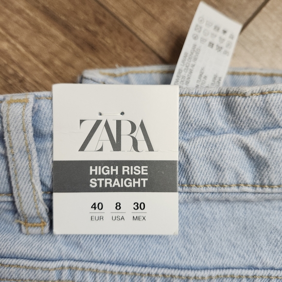 Zara high-rise straight leg denim light wash jeans Full-length women's EU 40 / 8 - Picture 3 of 16